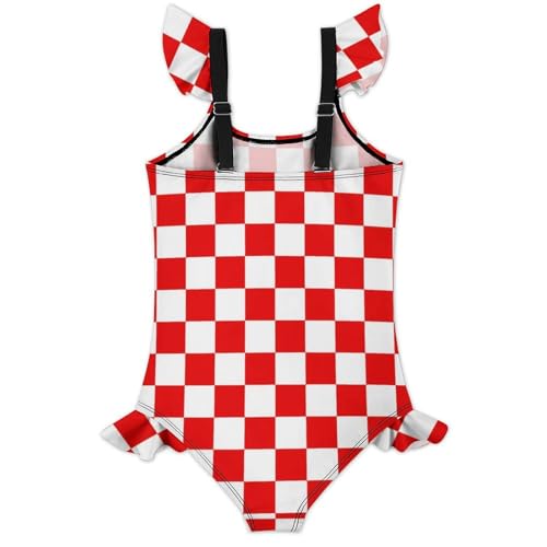 Image of Girls One Piece Swimsuit Polka Dots Ruffles Swimwear Bathing Suits 3-12 Years