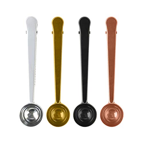 PTN Cuchara Medidora para Caf, Cucharas Medidoras Acero Inoxidable, 4 Piezas Cuchara de Caf Acero Inoxidable con Pinza
