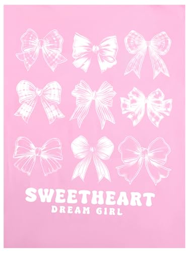 Image of Verdusa Girl's Coquette Bow Top Round Neck Short Sleeve Cute Graphic Tees