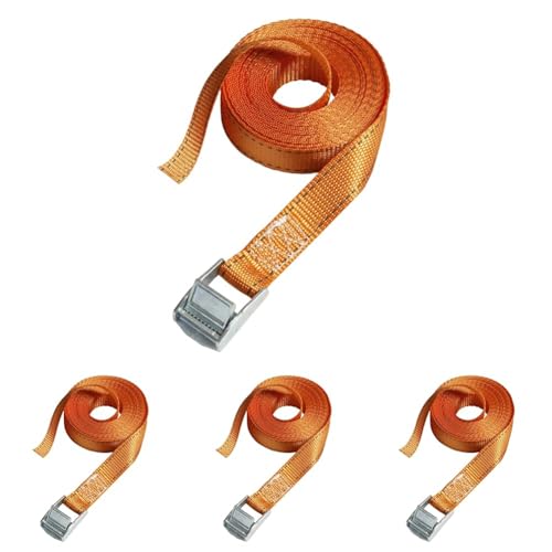 Master Lock 3212EURDAT Sangle Valise avec Boucle en Zamak, Orange, 5m x 25mm Sangle (Lot de 4)
