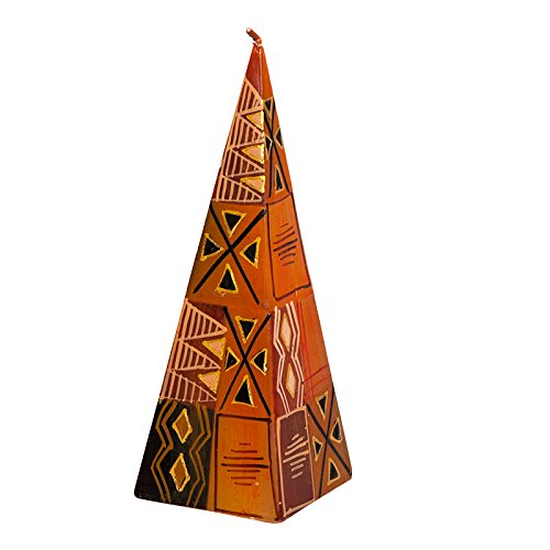 Kapula South African Large Pyramid Candle - Hand Painted Safari Gold Design - Premium Wax with Single Wick - Long Burn Time - Stylish Home Decor - 7 x 20 cm