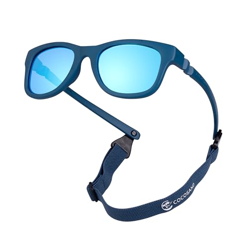 Image of COCOSAND Baby Sunglasses with Strap UV Protection Flexible Square Frame for 0-12 Months Newborn Infant Boys Girls