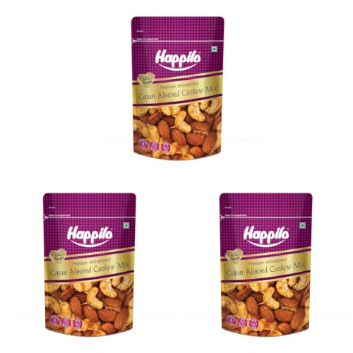 Image of Happilo Premium International Cajun Almond & Cashew Mix 160g | Rich in Fibers | Protein and Antioxidants | Healthy Snacks (Pack of 3)