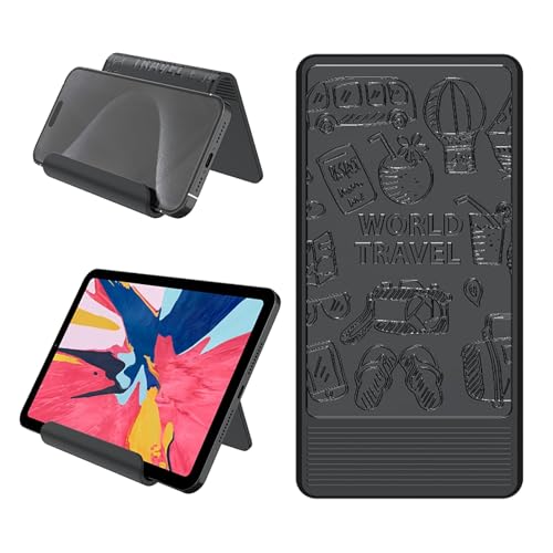 Airplane Phone Holder Mount, Travel Essentials Flexible Phone Holder, Airplane Tablet Holder for Flying, Desk, Compatible with iPhone, Smartphone, Tablet (Black Silk Screen)
