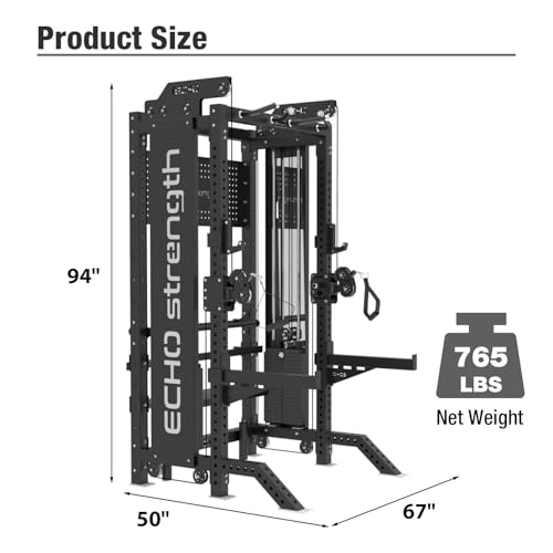 Image of Commercial Functional Trainer Cable Machine with Dual Weight Stacks, Power Cage Squat Rack, Dual Cable Crossover Machine with Pulley System