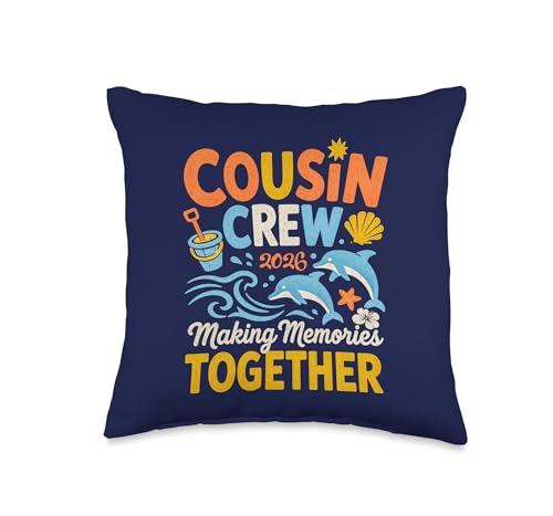 Cousin Crew 2026 Summer Vacation Beach Family Trips Matching Throw Pillow