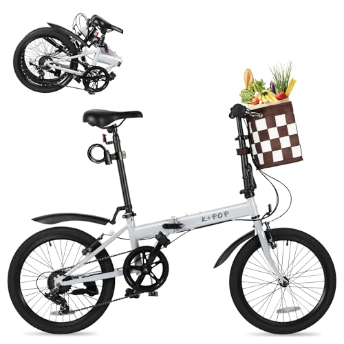 WLLPNG 20 Inch Folding Bike with 7-Speed, Foldable Bikes for