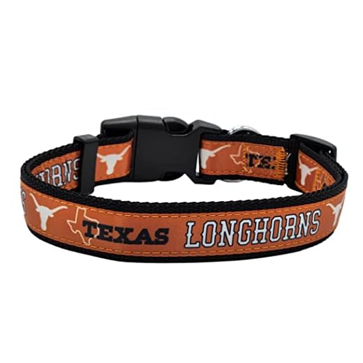 Pets First Collegiate PET Collar New Version Texas Longhorns Dog Collar, Size Medium. Best Sports Team Color for Dogs & Cats. A Shiny & Colorful Dog & Cat Collar Licensed by The NCAA