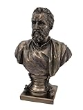US 9.5 Inch Michelangelo Buonarroti Cold Cast Bust Statue, Bronze Color