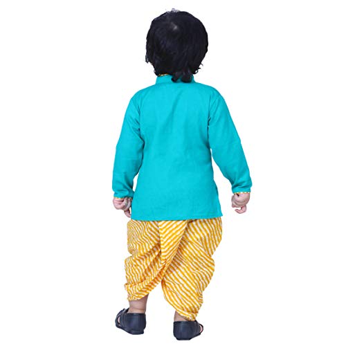 Image of BownBee Ethnic Wear Cotton Kurta Dhoti Traditional Dress Set for Baby Boys, Front Open with Dori Pattern, Full Sleeves, and Round neck, Ideal for All Festivals