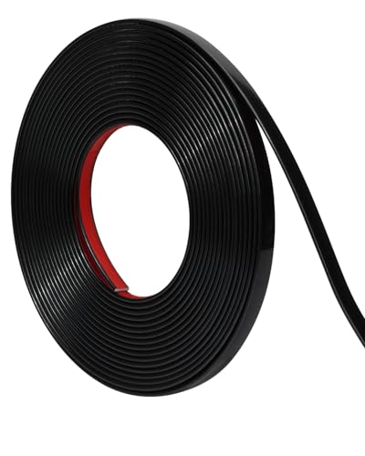 Orgthin 8M Peel and Stick Trim, Matte Black Flexible PVC Self Adhesive Moulding Strip, Waterproof Wall Trim, Tile Edge, Mirror & Window Frame Border (W:1 cm, T:0.25 cm)