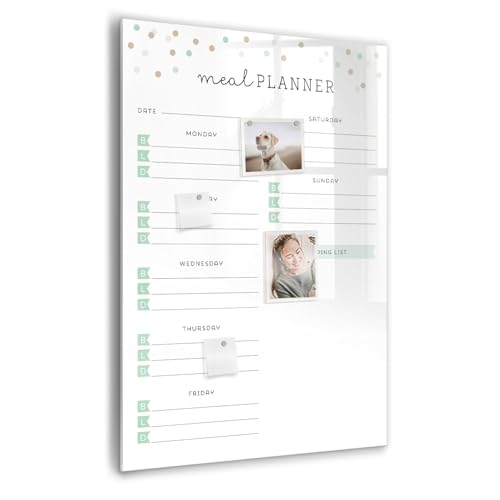 Tableau de notes magnétique en verre 70x100 grand format pour menu de la semaine et entreprise