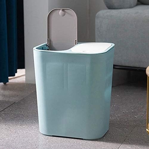 ゴミ箱 長方形 プラスチック プッシュボタン デュアルコンパートメント 12リットル リサイクルゴミ箱 グレー/ブルー/ホワイト ゴ