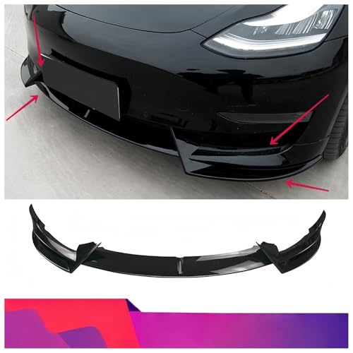 Séparateur diffuseur avant Tesla 2017-2023 style carbone 3 pièces - 2