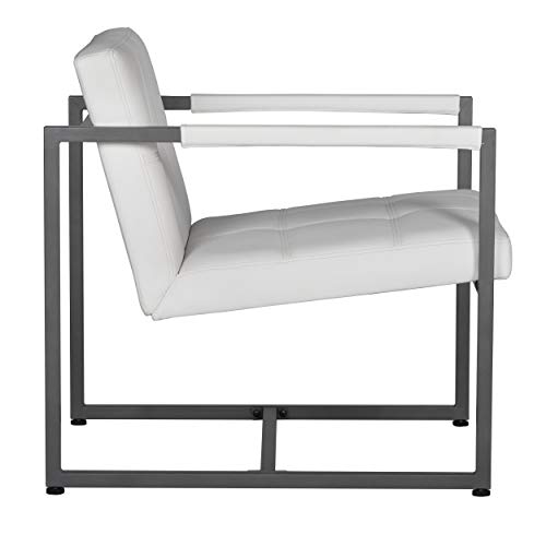 Sd Studio Designs 71049 Studio Designs Home Modern Accent Chair Camber Mid-Century, Pewter Grey Metal Frame & White Bonded Leather thumb #4