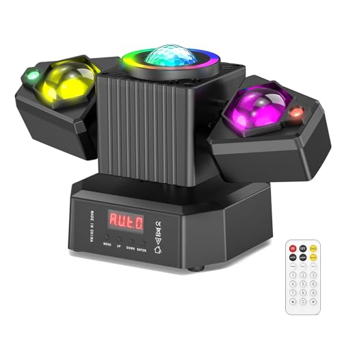 Osusuent Cabeza Móvil LED 65W con Control Remoto,Mini Moving Head Efectos de Luz 4 en 1 RGBW Luz de Fiesta Luces Discoteca DMX Iluminación de Escenario para Bar DJ Disco Bodas Club Cumpleaños