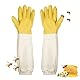 Casenly Imkerhandschuhe aus Ziegenleder, Imkerhandschuhe Stichfest Imker Handschuhe Herren Damen Segeltuch Imker Schutzhandschuhe Imker Zubehör Canvas Imkerhandschuhe 50cm für die Gartenarbeit