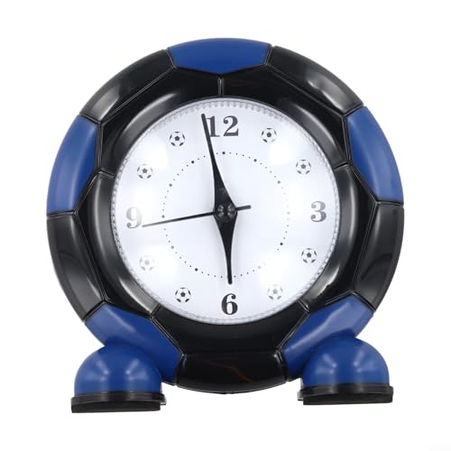 Upluxmira Reloj despertador de fútbol, silencioso sin tictac, reloj de escritorio de cuarzo, temporizador de noche con temática deportiva, decoración compacta (azul)