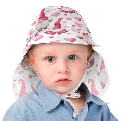 Infant Toddler & Kids Sun Hat Baby Boys' Hats Girls UV Protection Wide Brim Travel Essentials Peach Heart Shape and Gnomes2