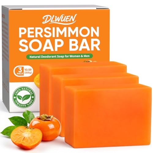 3 Pack Natural Persimmon Soap Bar for Body Odor Control - Targets Old People Smell & Persistent Odors, Remove Body Odor, Persimmon Body Wash for Sensitive Skin, Unisex Deodorant Soap for Women & Men