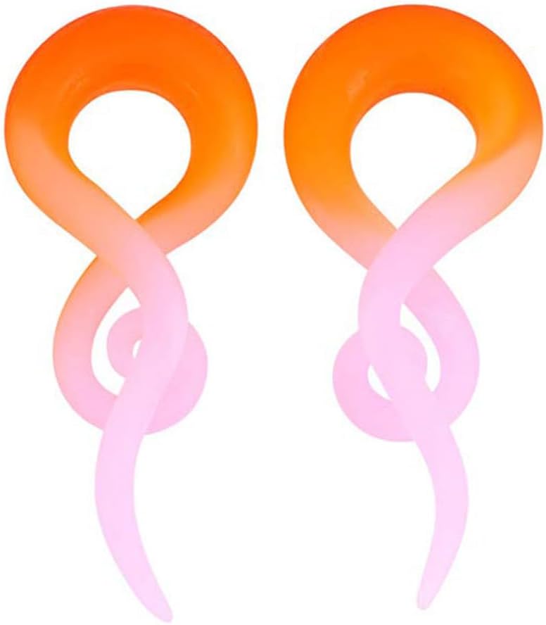 YOFANST 2pcs Glass Ear Tapers Plugs 4G-14mm Multi-Colors Twist Handmade Spiral Gauges Piercing Jewelry