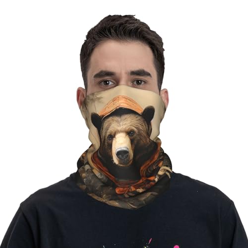 Bear Rustic Lodge Brown Art vintage Cuello Balaclava Bufanda para mujeres y hombres Mascarilla para motocicleta ciclismo esquí fiesta miniatura 2
