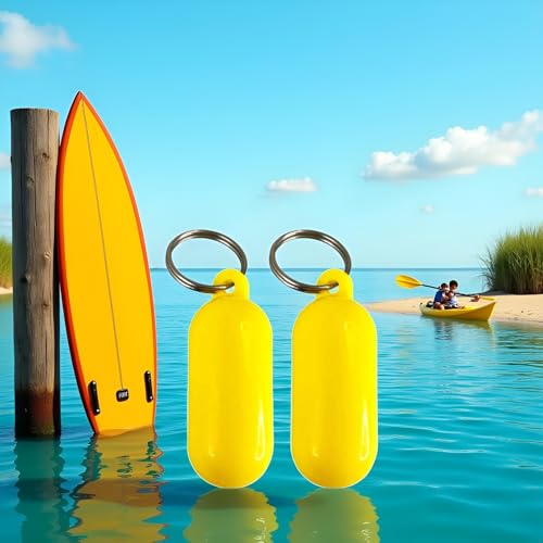 2 Pcs Yellow Floating Keychain Pills-Shape Float Key Rings for Boat Sailings Kayak Surfing Water Sports Floating Key Chain Sports Fan Key Chains Car Keychains Car Accessories, Sports Fan Key Chains - Thumbnail 4