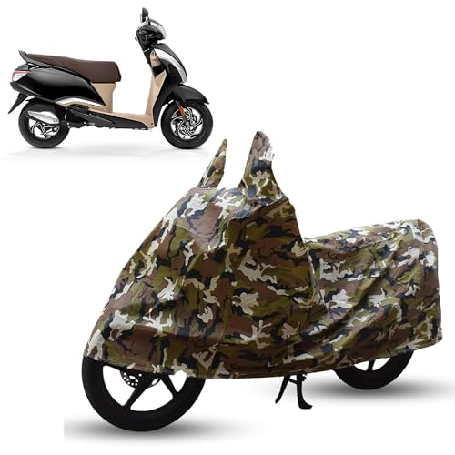 Image of Sulfar Bike Cover for TVS Jupiter (110 /125) | Waterproof, Dustproof & UV Protected | All Weather Two Wheeler Cover (Army Green) New 2026 Variants