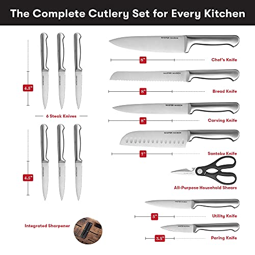 Master Maison 15Piece Premium Kitchen Knife Set With Block German