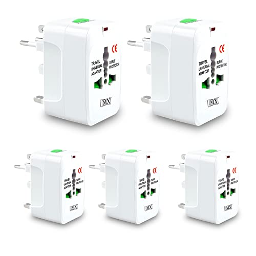 Image of MX Universal Travel Adapter Worldwide All Over 150 International Countries with LED & Child Safety Shutter-Universal Socket Compatible in UK Europe USA Australia China Japan & Thailand