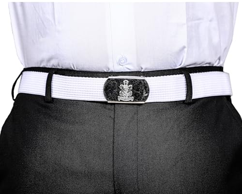 Image of Marine Style Navy Belt | White Nylon Uniform Belt with Adjustable Buckle | Unisex Formal Belt for Cadets, Officers & Crew Parade & Ceremony Accessories