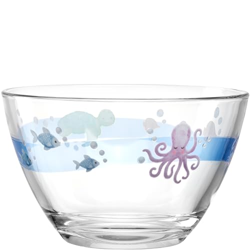 LEONARDO HOME Bambini Avventura Schale für Kinder - Kinderschüssel mit Motiv aus dickwandigem Glas - Inhalt 400 ml, Durchmesser 12 cm - Kinderteller mit Motiv Meer, 044421