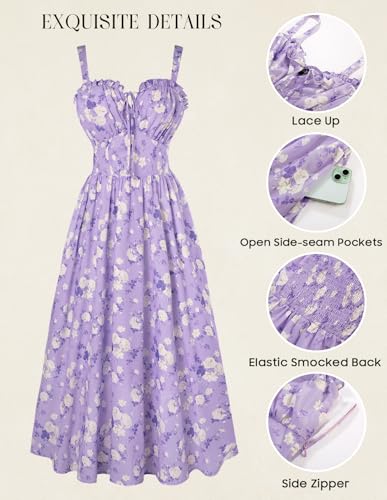 Image of Scarlet Darkness Summer Dresses for Women 2026 Floral Corset Dress Long Milkmaid Dress with Pocket