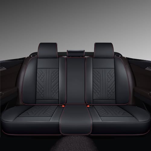 Image of GXT Bench Seat Cover, Premium Faux Leather Bench Seat Covers for Trucks - Universal Fit for Most Sedans SUV Pick-up Truck, Durable for Long Lasting Protection(Black with Red Strip)