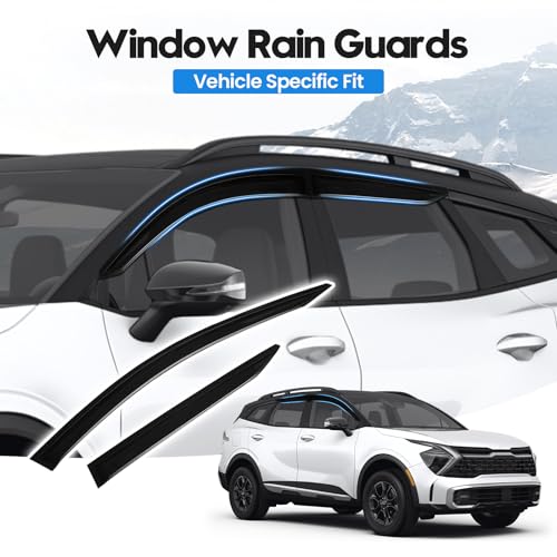 Image of Sportage Rain Guards - Window Visors for Kia Sportage 2023-2025 2026, Out-Channel Side Window Rain Guards for Sportage Accessories, 4PCS, Black, Car Accessories