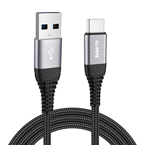 Bobeite Cable USB C a A Carga Rápida 3A QC 3.0, Cable Cargador Tipo C para Samsung Galaxy S25 S24 S23 S22 S21 S20 S10 S9 S8 A51 A71 Note 20 10, iPhone 16/15 Plus Pro Max, Xiaomi, Pixel 9/8/7, 1M