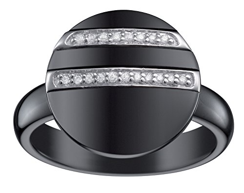 Ceranity - 1-12/0065-N-58 - Bague Femme - Cercle - Argent 925/1000 1.88 gr - Céramique - Oxyde de zirconium - Noir/Blanc - T 58