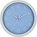 Produktbild Eurotime Wanduhr Quarz, Hellblau, 30 cm, Aluminiumgehäuse Weiß, Echtglas, 12-Zahlen Zifferblatt, schleichendes Werk, Wanduhr für Wohnbereich oder Büro, 86138-00-1