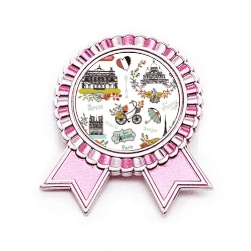 Broche rose Graffiti Paris en métal de taille M pour veste