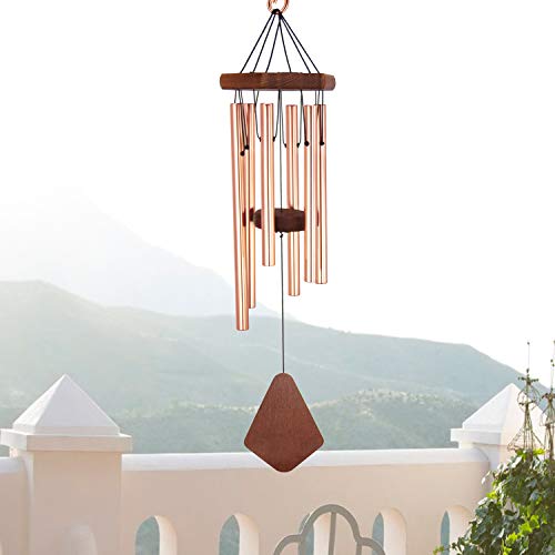 Medium Wind Chime Outdoor, 28 Inches Memorial Wind Chime Sympathy With 6 Aluminum Metal Hollow Tubes Tuned Soothing Sounds, Great Front Door, Home, Deck, Patio, Party, Garden Décor #TOP4