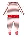 RuffleButts Red & White Stripe One Piece Footie Pajamas, Modal Blend - 3-6m