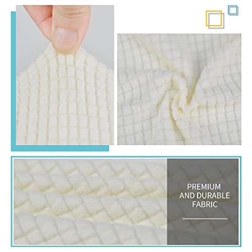 Dujuike Ottoman Covers Slipcover, Square Ottoman Covers Protector For Foot Stool Furniture Stretch Jacquard Fabric With Elastic Bottom (Ivory White, Size S/Length&Width:13-17"/Height:15-17") #TOP2