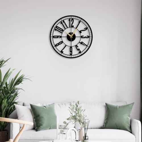 Image of Stylish Metal Wall Clock for Living Room, Bedroom, Office, Kitchen, Home and Hall | Antique Fancy Big Size Modern Wall Watch for Home Decor (DA-79, 50 CM)