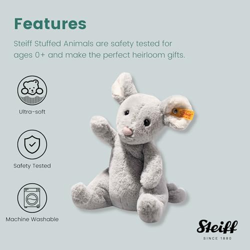 Steiff 056246 Soft Cuddly Friends Cheesy Maus 19cm, blaugrau sitzend, Gray Violet