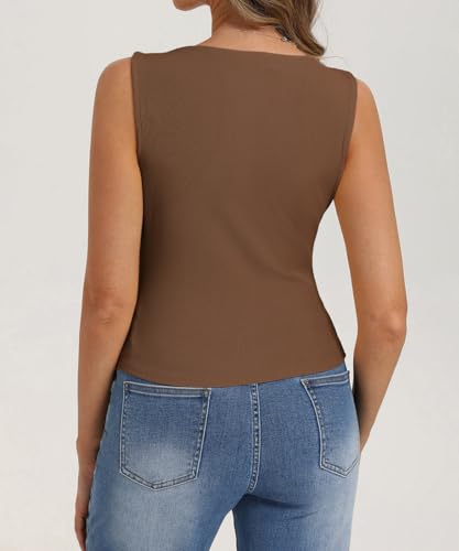 Image of Belle Poque Womens Button Down Tank Tops Ribbed Summer Vest Slim Fit Crop Going Out Tops Open Front Sleeveless Y2K Clothes