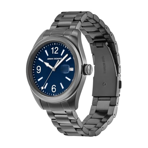 Image of Armani Exchange Watch for Men, Charcoal and Dark Blue, 42 mm, Bracelet
