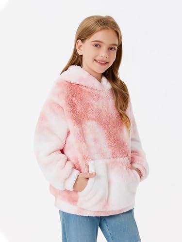 Image of Makkrom Boys Girls Sherpa Fleece Hoodies Pullover Sweatshirts with Pockets | Fuzzy Soft, Cozy Warm, Kids Hoodie Outfits, Kangaroo Pocket, Solid, Tie-Dye, Casual, Loose, Toddler, little Kid, Big Kid