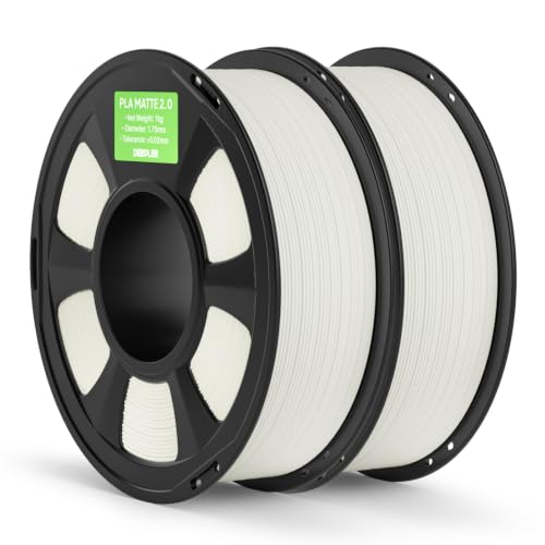 Image of Matte PLA 2.0 Filament 1.75mm, 3D Printer Filament Dimensional Accuracy + /- 0.02mm, No Clogging, Smooth Texture, 2KG White