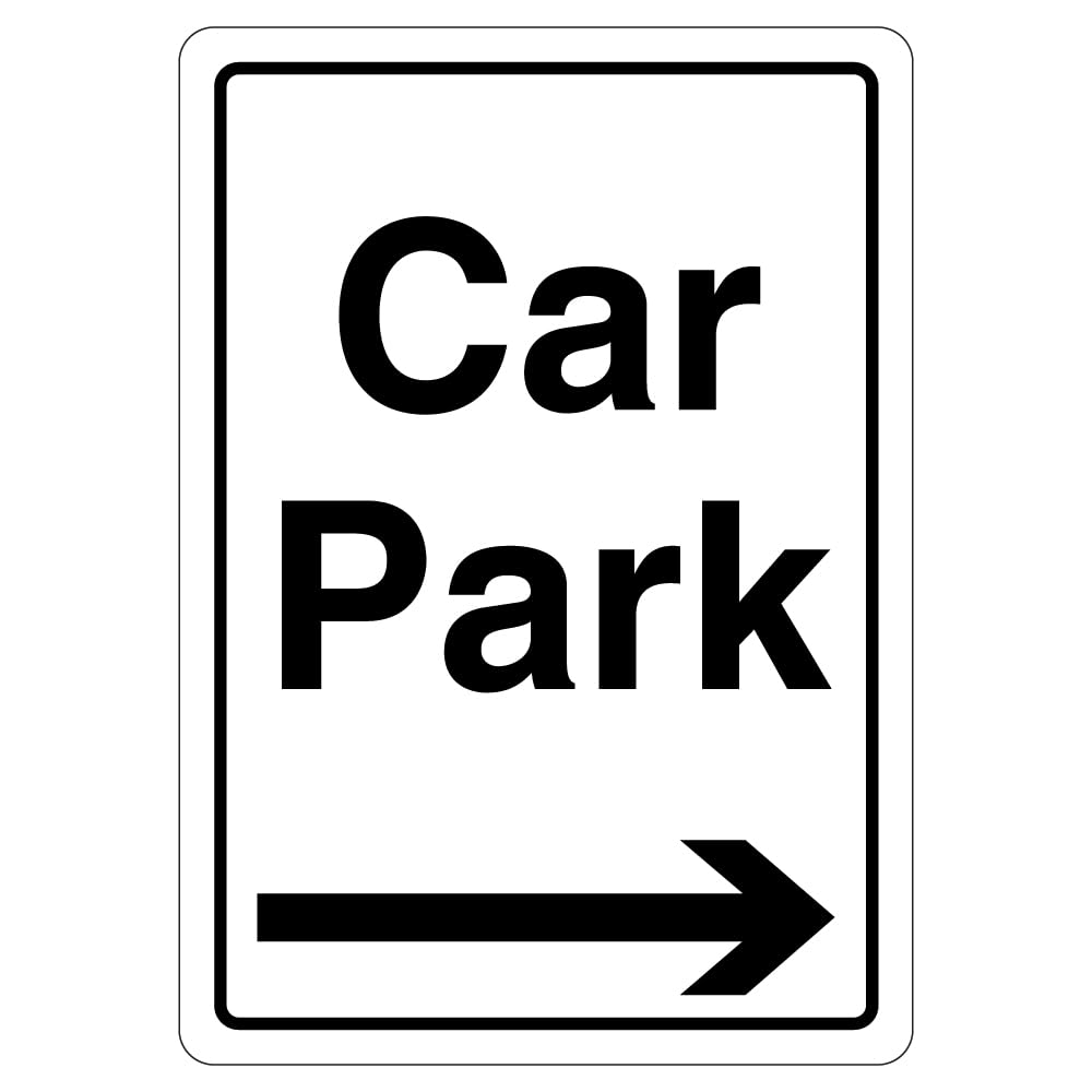 V Safety Car Park - Arrow Right 297 x 210 2mm Super-Tough Rigid Plastic Safety Sign, White