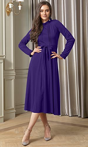 Image of KOH KOH Womens Long Sleeve Semi Formal Work Elegant Pockets Mini Midi Dress